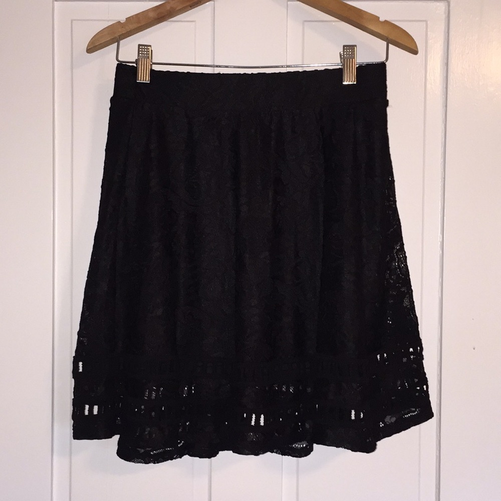 Black lace detailed skirt